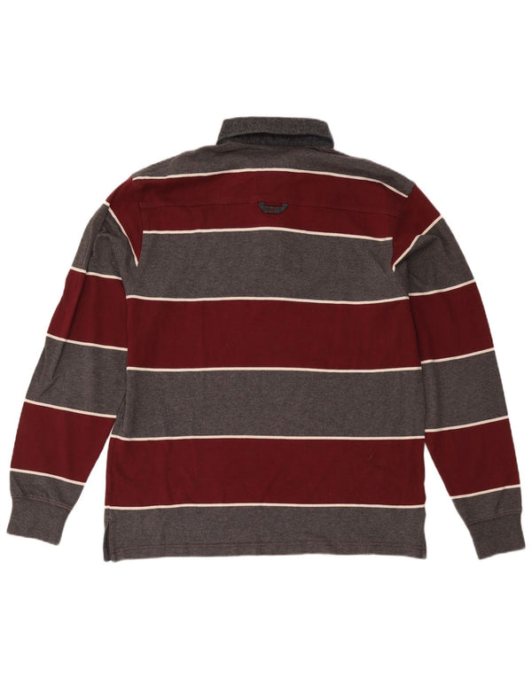 Gant Herren Langarm-Rugby-Poloshirt XL, burgunderrot, gestreift, Baumwolle