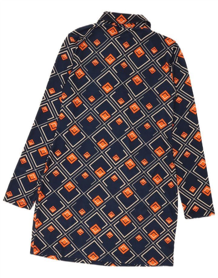 Zara Dame Pullover Shirt Dress UK 12 Medium Navy Blue Geometric