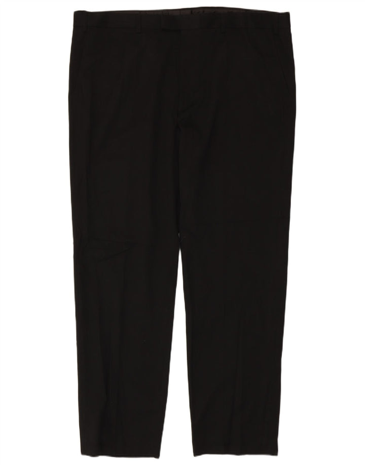 Marks & Spencer Mens Straight Regular Suit Trousers W42 L33 Black Polyester