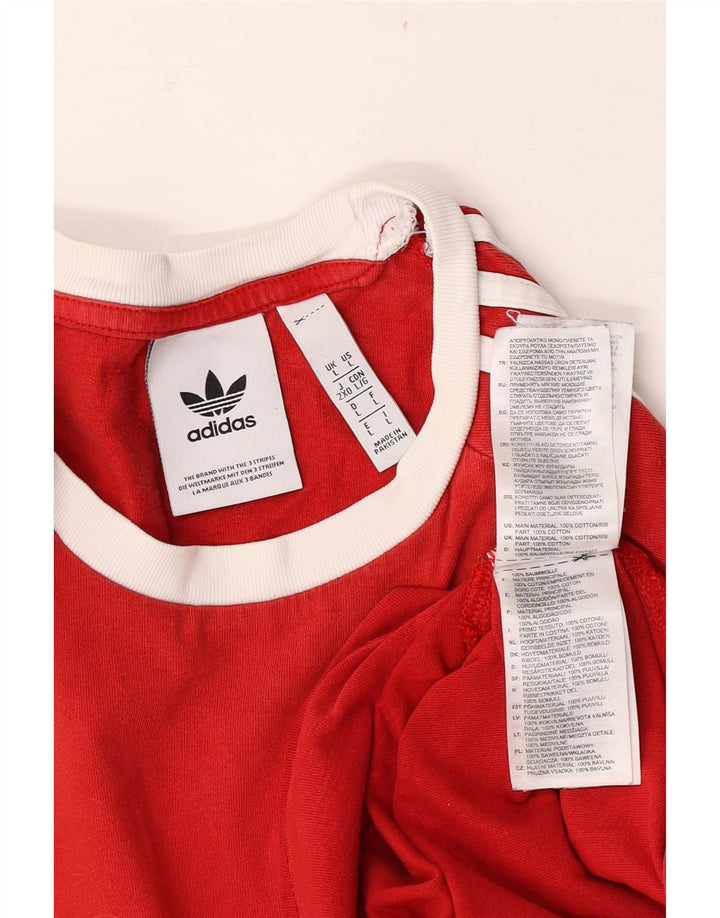 Adidas Mens T-Shirt Top Large Red Cotton
