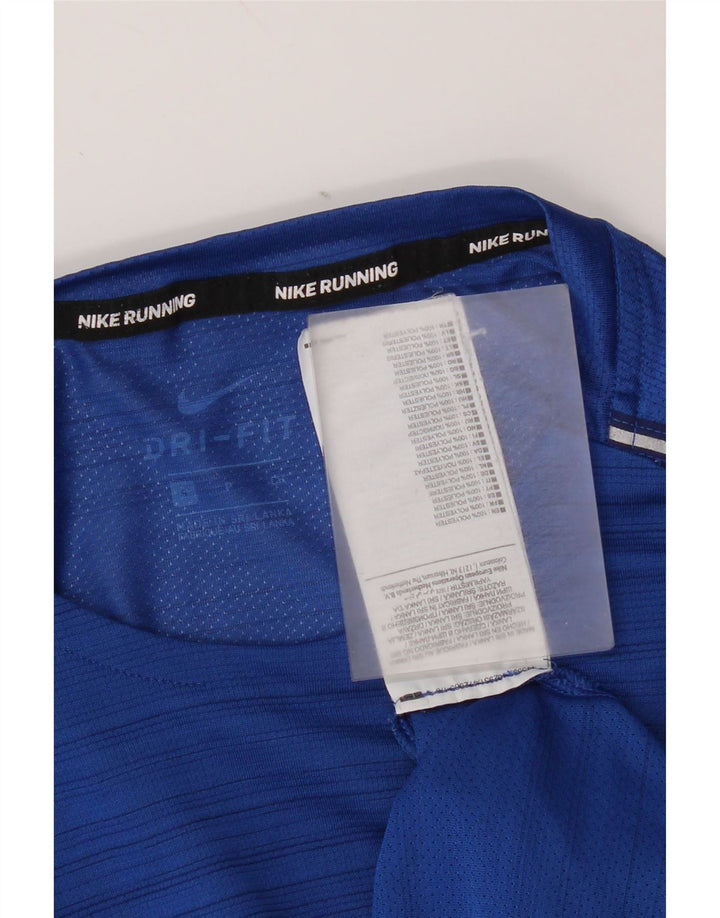 Nike Herren Dri Fit T-Shirt Top Kleines blaues Nadelstreifen-Polyester