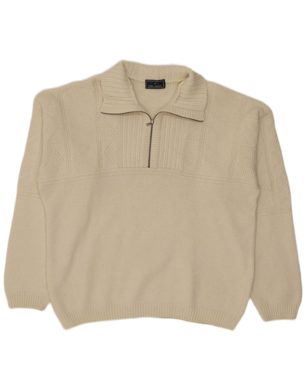 Daniel Hechter Pull Col Zippé XL Homme Blanc Cassé