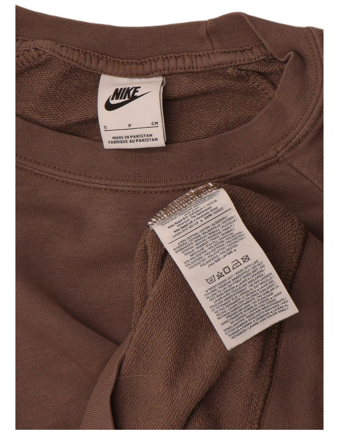 Nike Womens Oversized Sweatshirt Jumper UK 10 Small Brown Cotton