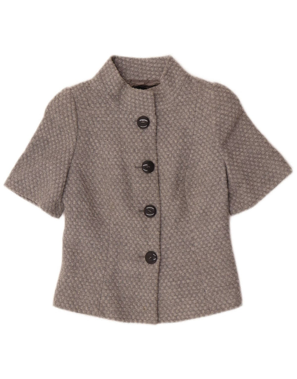 Benetton Womens Short Sleeve Bolero Jacket IT 38 XS Grey Flecked Acrylic