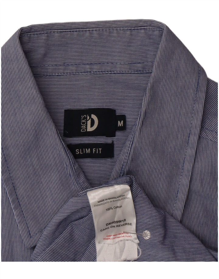 Dack's Mens Slim Fit Shirt Medium Blue Pinstripe Cotton
