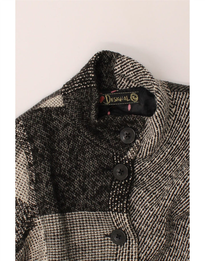 DESIGUAL Womens Overcoat EU 36 Small Grey Patchwork Vintage Desigual and Second-Hand Desigual from Messina Hembry 