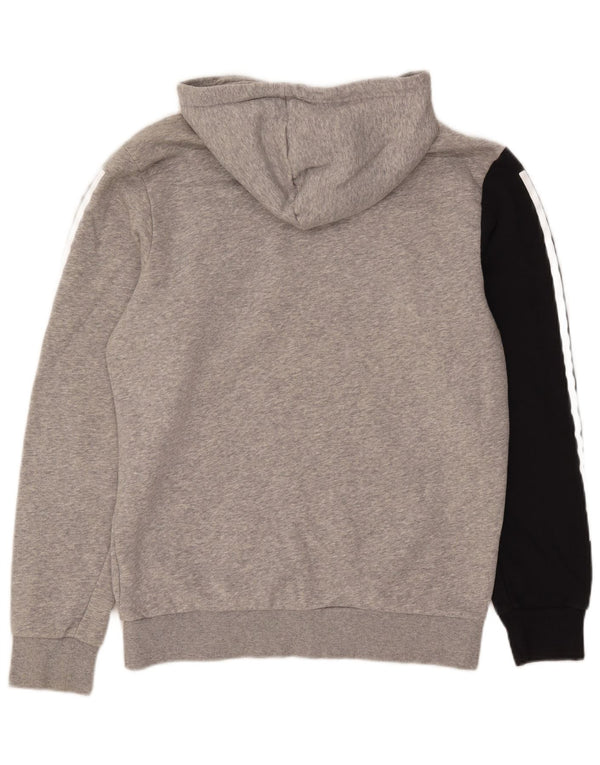 Felpa con cappuccio grafica da uomo Adidas in cotone color block grigio medio