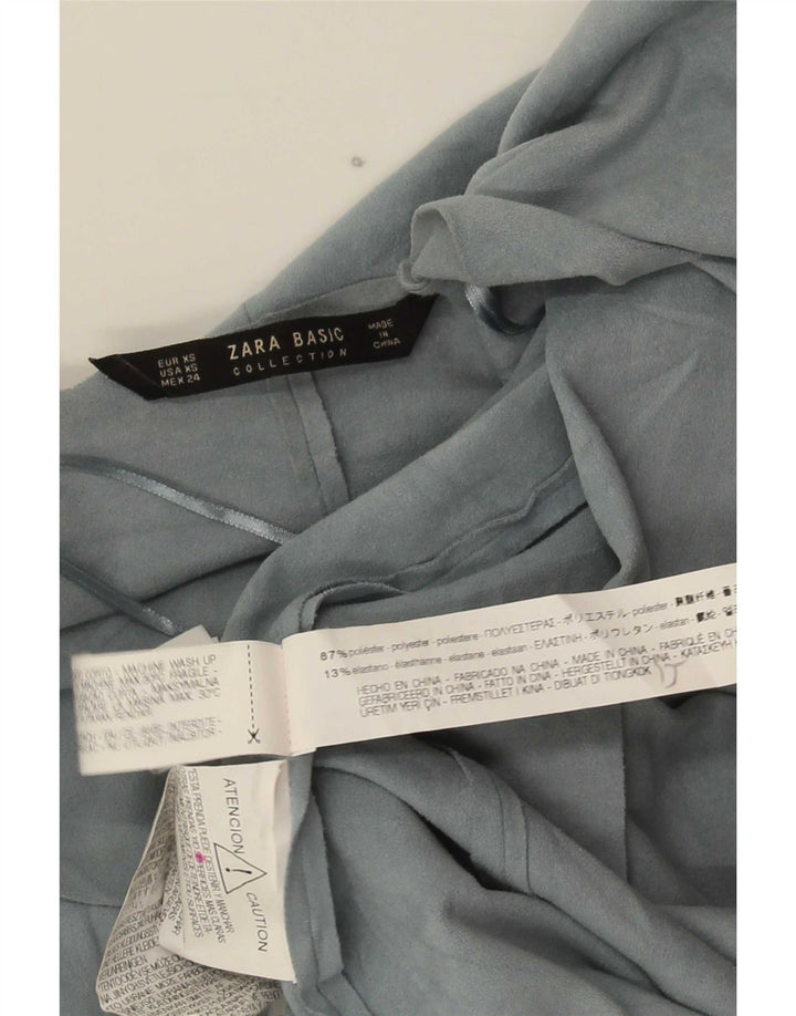 Zara Femme Cardigan Asymétrique Top UK 6 XS Bleu Polyester