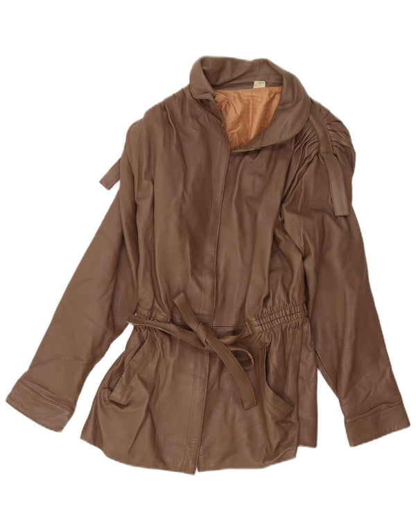 Jaqueta de couro feminina vintage IT 38 XS marrom