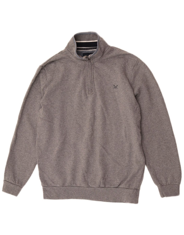 Crew Clothing Mens Zip Neck Sweatshirt Jumper Large Grey Cotton