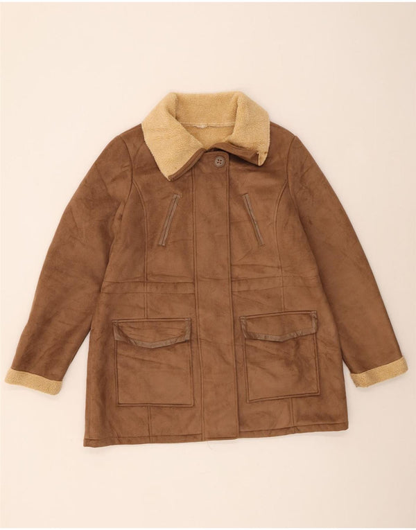 Giacca Sherpa da donna Marks & Spencer UK 16 Large Marrone Poliestere