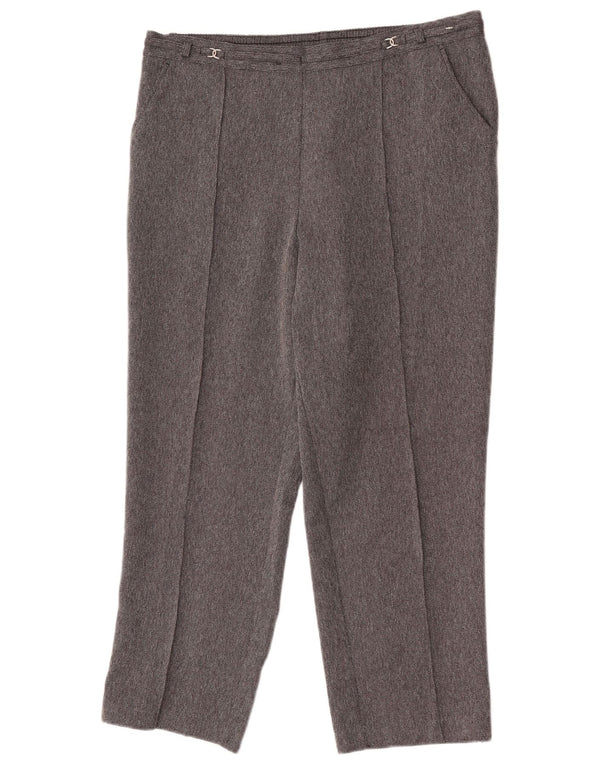 Marks & Spencer Womens Straight Cropped Trousers UK 16 Large W34 L25 Grey