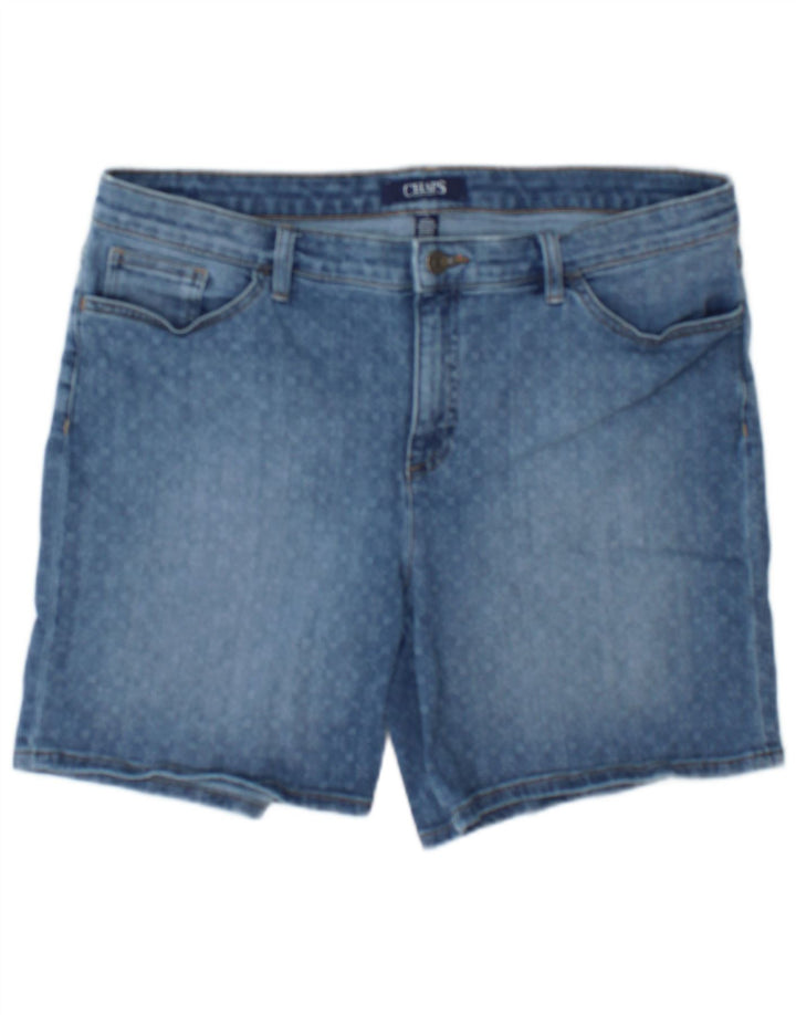 Chaps Womens Denim Shorts US 14 XL W36  Blue Spotted Cotton