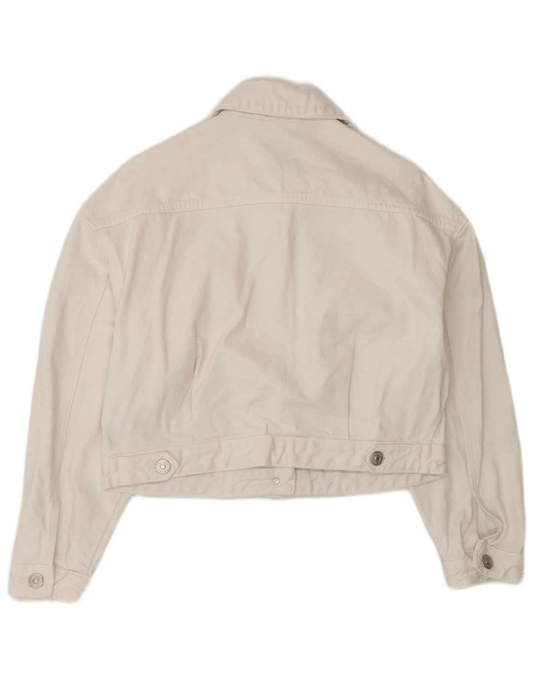 Zara Womens Crop Oversized Denim Jacket UK 6 XS White Cotton