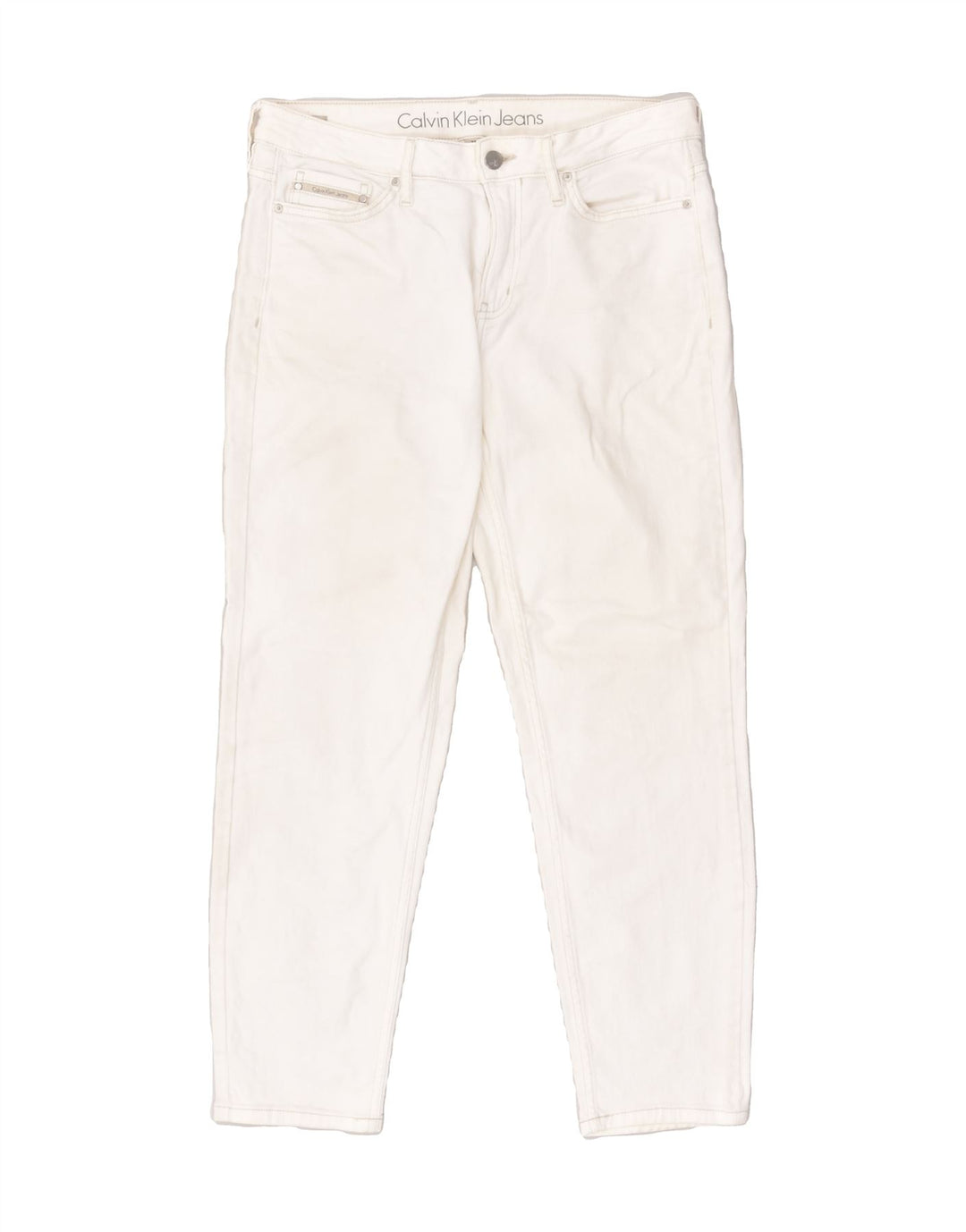 CALVIN KLEIN Womens Tapered Jeans W31 L32 White Cotton | Vintage Calvin Klein | Thrift | Second-Hand Calvin Klein | Used Clothing | Messina Hembry 