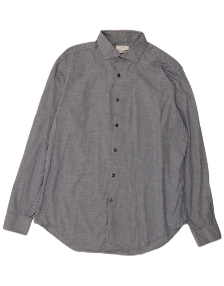 Calvin Klein Herren-Slim-Fit-Hemd, groß, marineblau, geometrisch