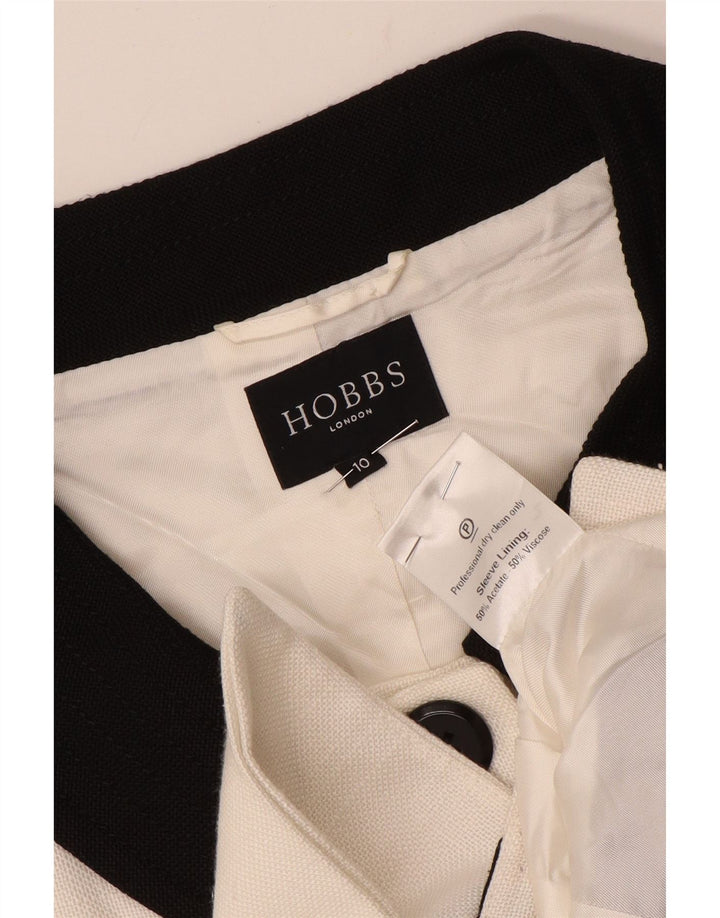Hobbs Damen Crop 2 Button Blazer Jacke UK 10 Small Weiß Farbblock