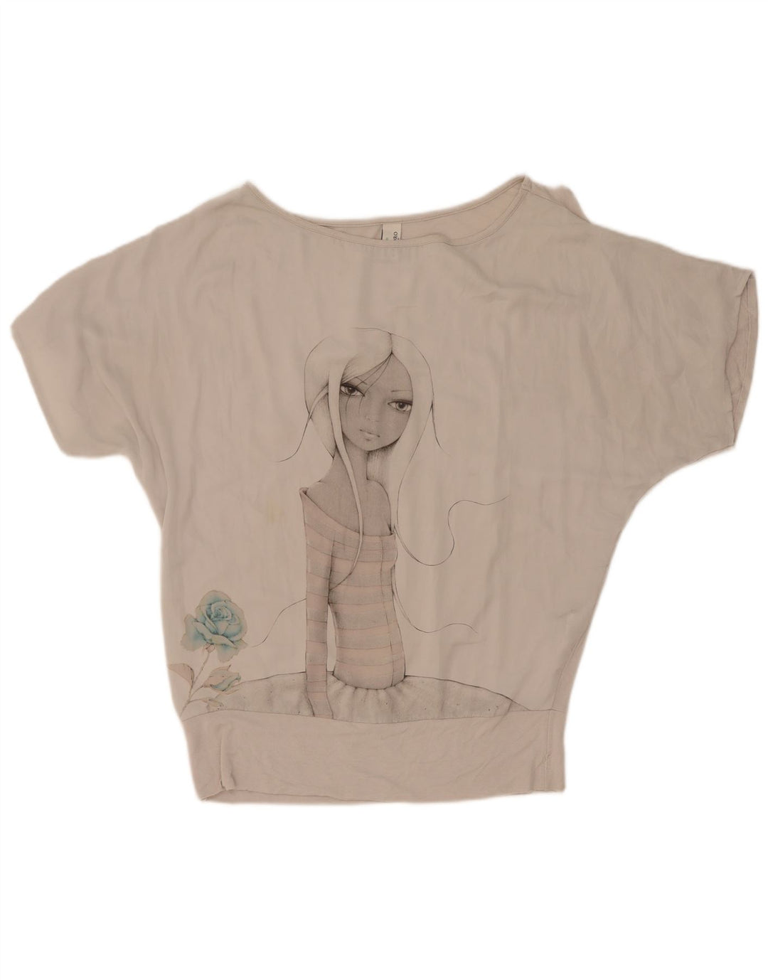 T-shirt grafica oversize da donna Benetton Top UK 10 Small Poliestere grigio
