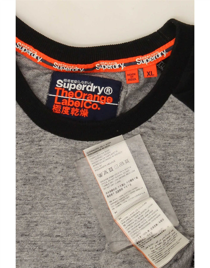 Superdry Haut à manches longues XL en coton color block gris pour homme