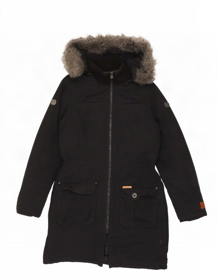 Giacca parka con cappuccio da donna KHUJO UK 14 cotone nero medio