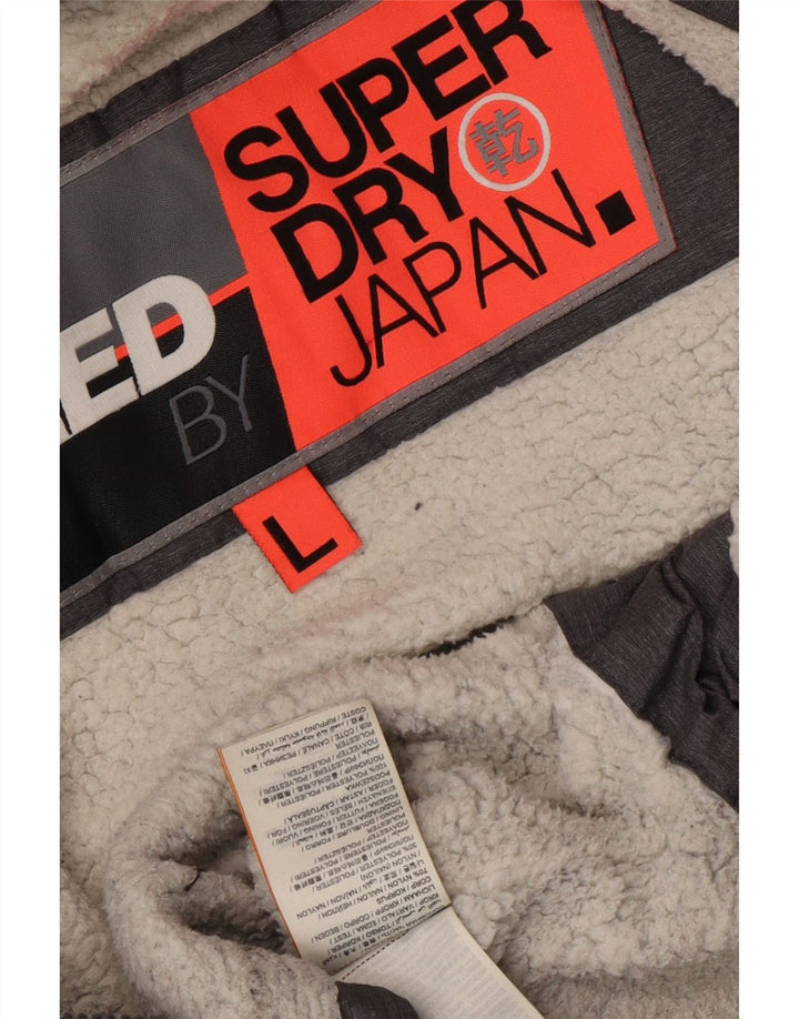 Superdry Womens Hooded Windbreaker Jacket UK 16 Large Grey Nylon