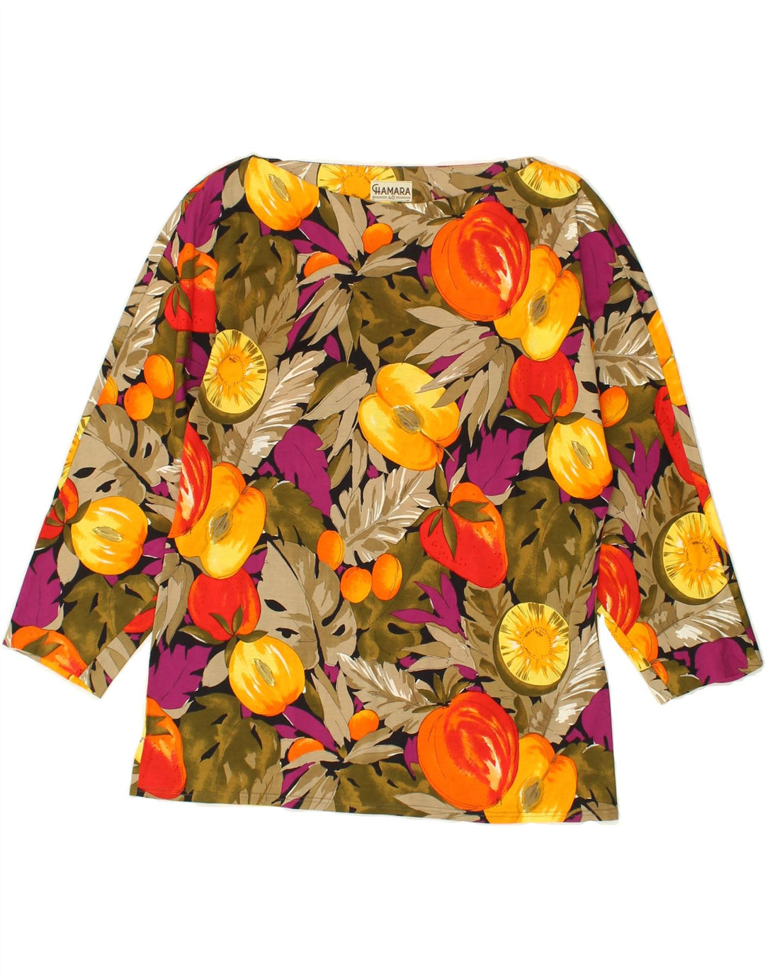 VINTAGE Womens 3/4 Sleeve Blouse Top EU 40 Medium Multicoloured Floral | Vintage Vintage | Thrift | Second-Hand Vintage | Used Clothing | Messina Hembry 