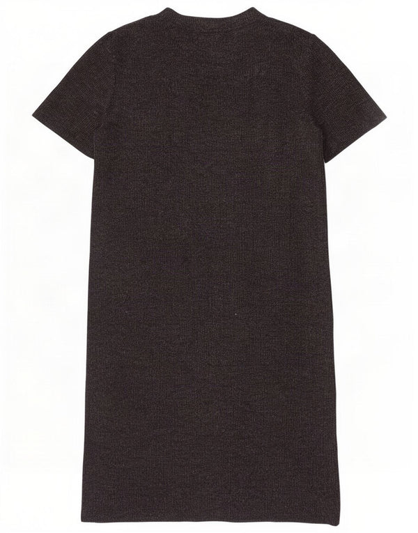Zara Womens Short Sleeves Jumper Dress UK 14 Medium Grey Polyester
