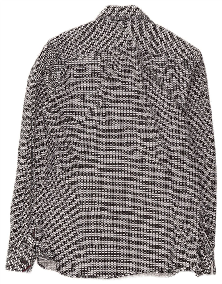 Ted Baker Mens Shirt Size 2 Small Black Geometric Cotton