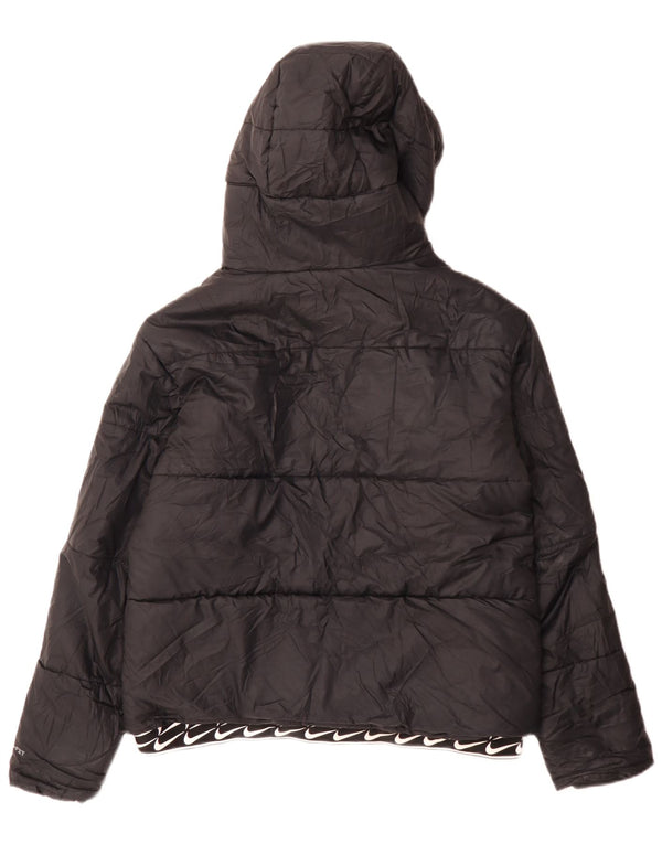 Jachetă căptușită cu glugă Nike Therma-Fit Graphic pentru femei UK 14 Medium Black