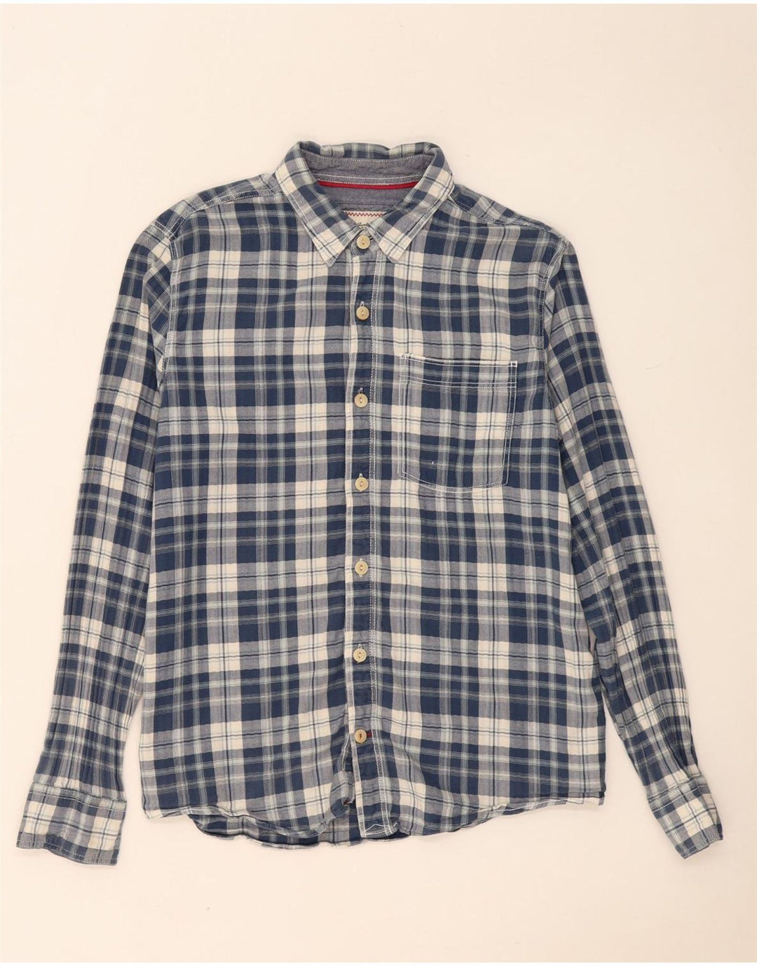FAT FACE Camicia da uomo in cotone a quadri blu navy medio