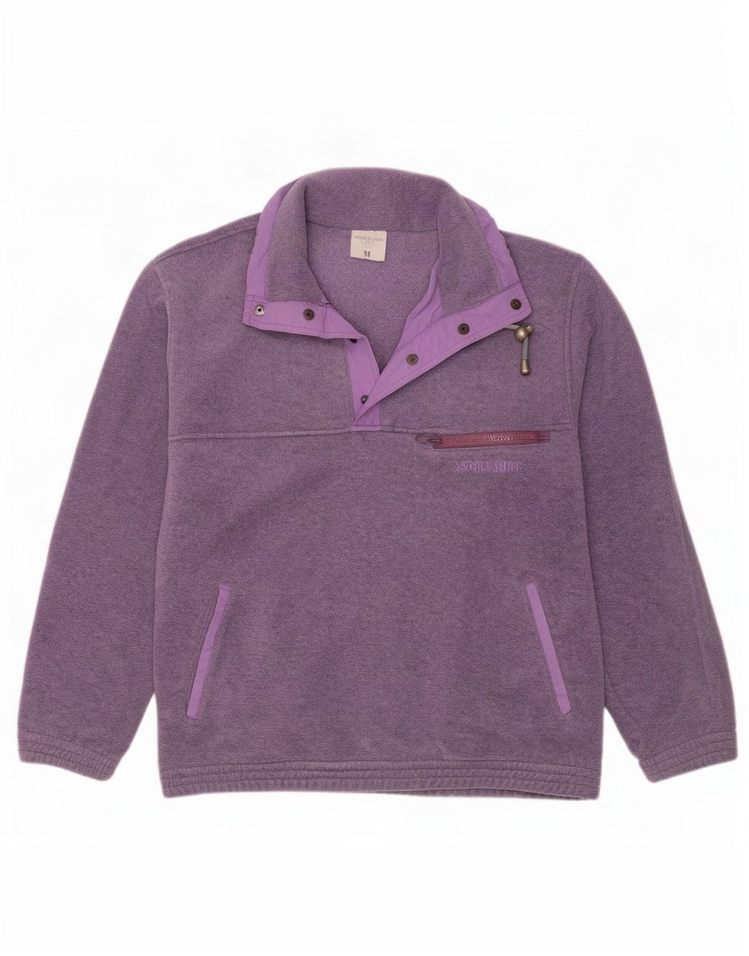 Astrolabio Mens Button Neck Fleece Jumper Medium Purple