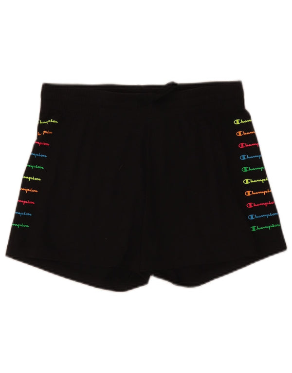 Champion Damen Graphic Sport Shorts UK 12 Medium Schwarz