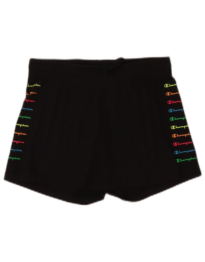 Champion Womens Graphic Sport Shorts UK 12 Medium Black