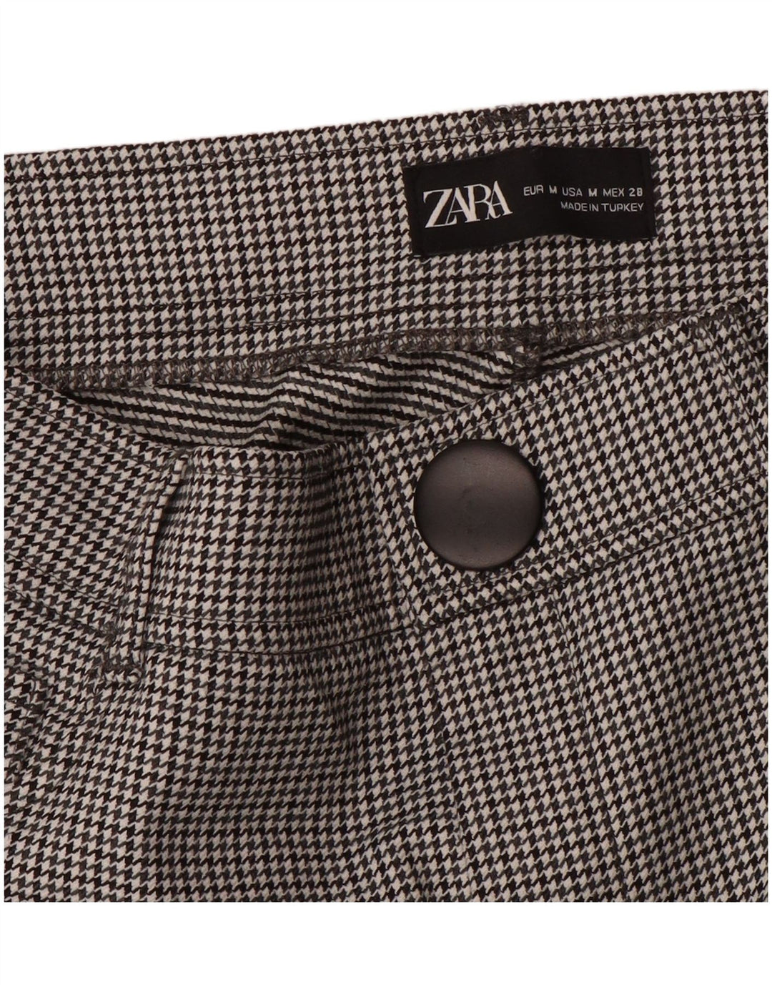 Zara Womens Slim Casual Trousers Medium W28 L27 Black Houndstooth