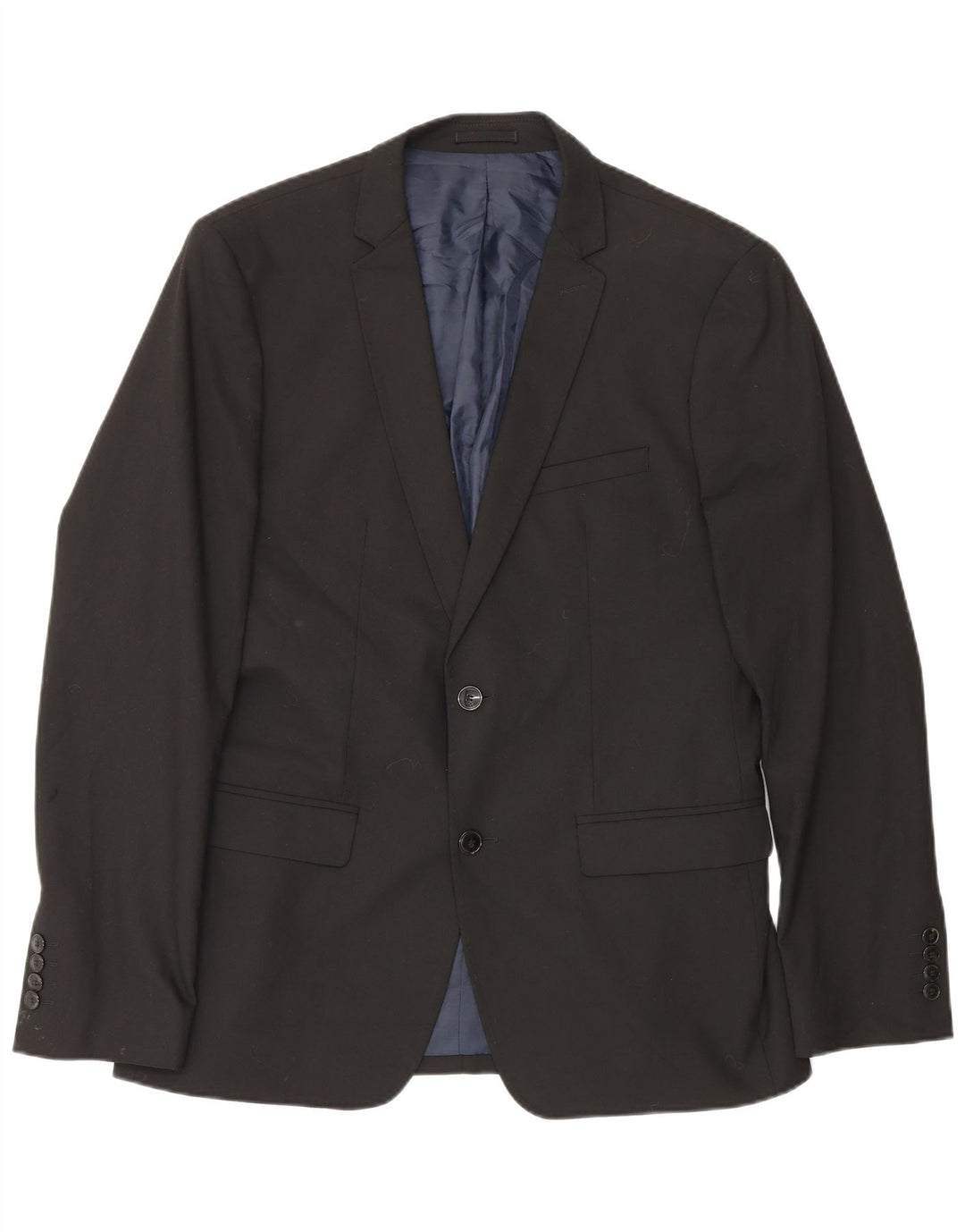 Zara Mens 2 Button Blazer Jacket EU 50 Medium Black Polyester