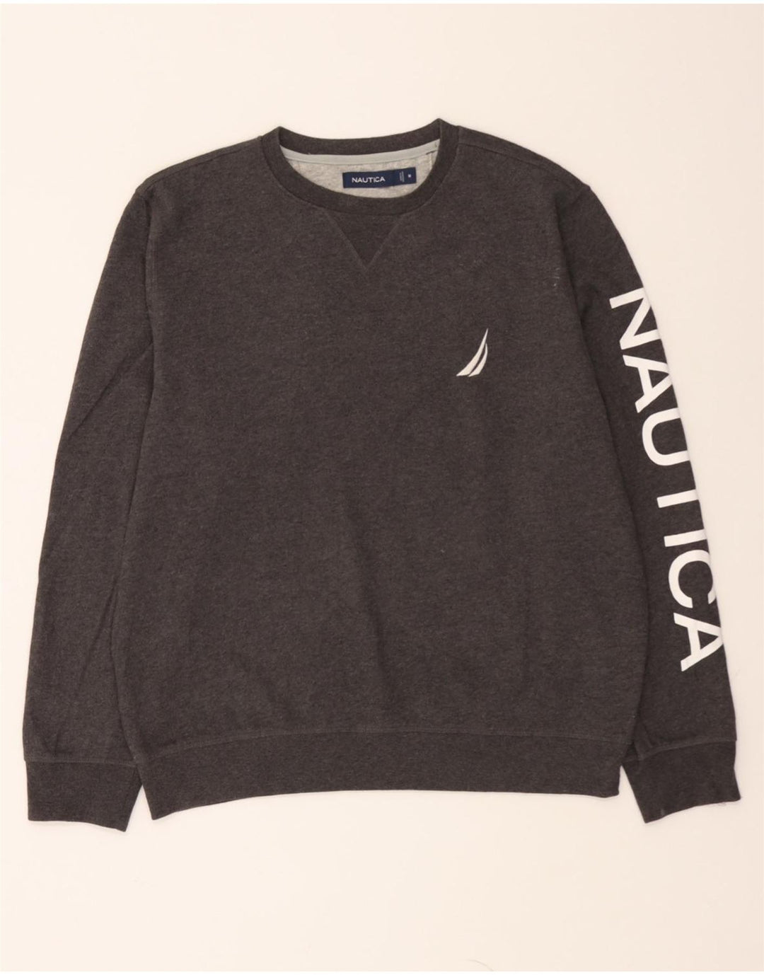 NAUTICA Mens Graphic Sweatshirt Jumper Medium Grey Cotton Vintage Nautica and Second-Hand Nautica from Messina Hembry 