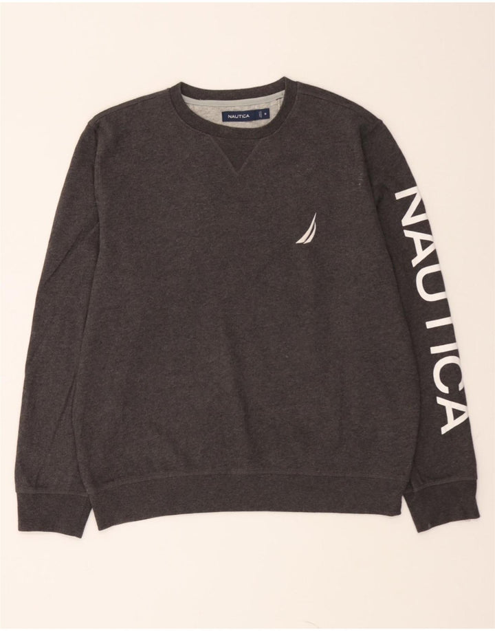 NAUTICA Mens Graphic Sweatshirt Jumper Medium Grey Cotton Vintage Nautica and Second-Hand Nautica from Messina Hembry 
