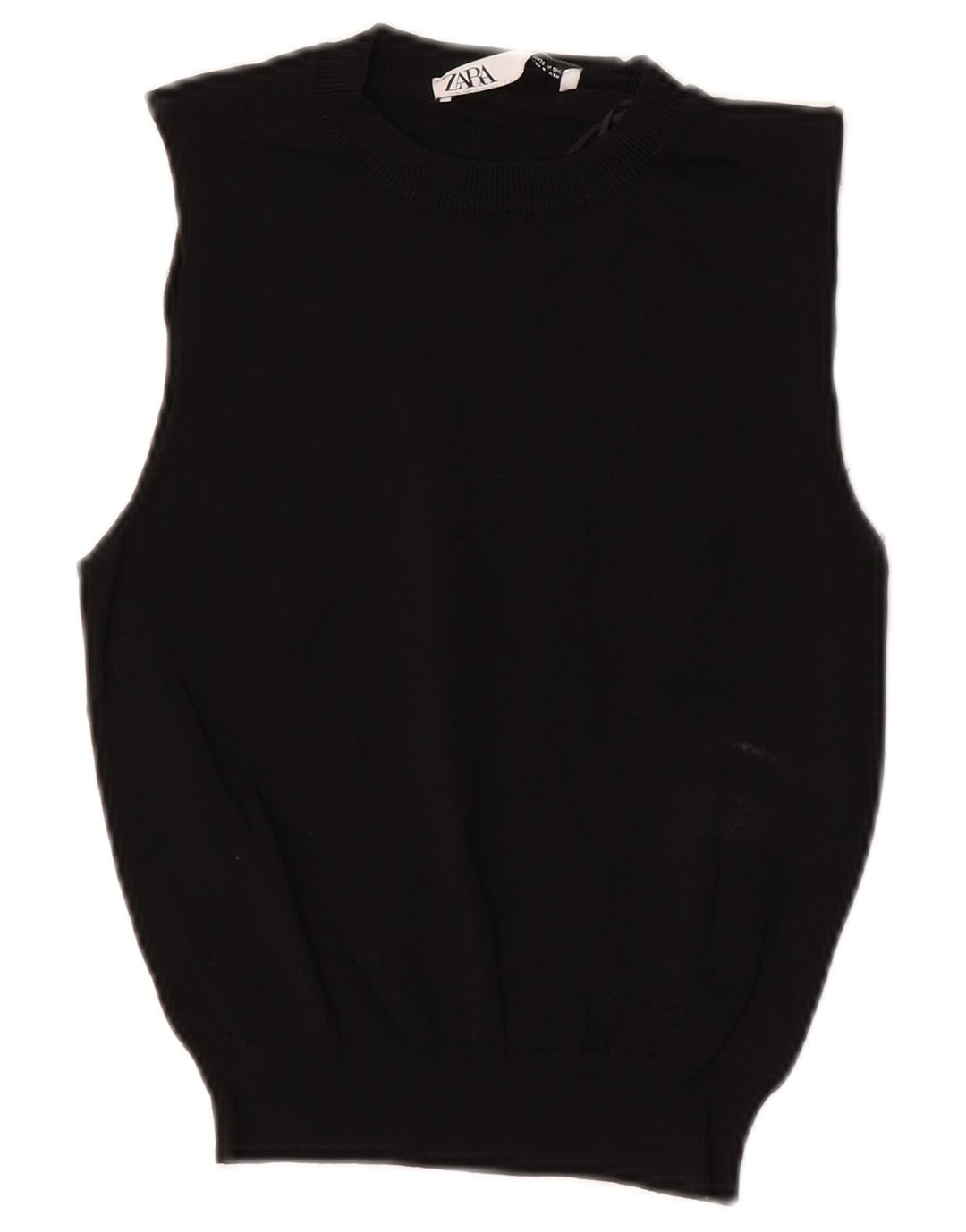 Zara Womens Crop Vest Tank Top UK 8 Small Black Polyester