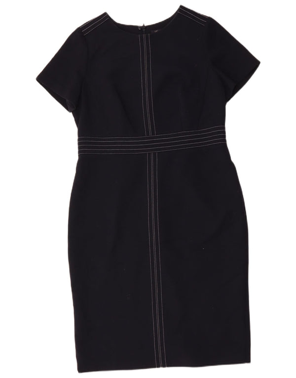 Marks & Spencer Womens Sheath Dress UK 16 Large Navy Blue Polyester