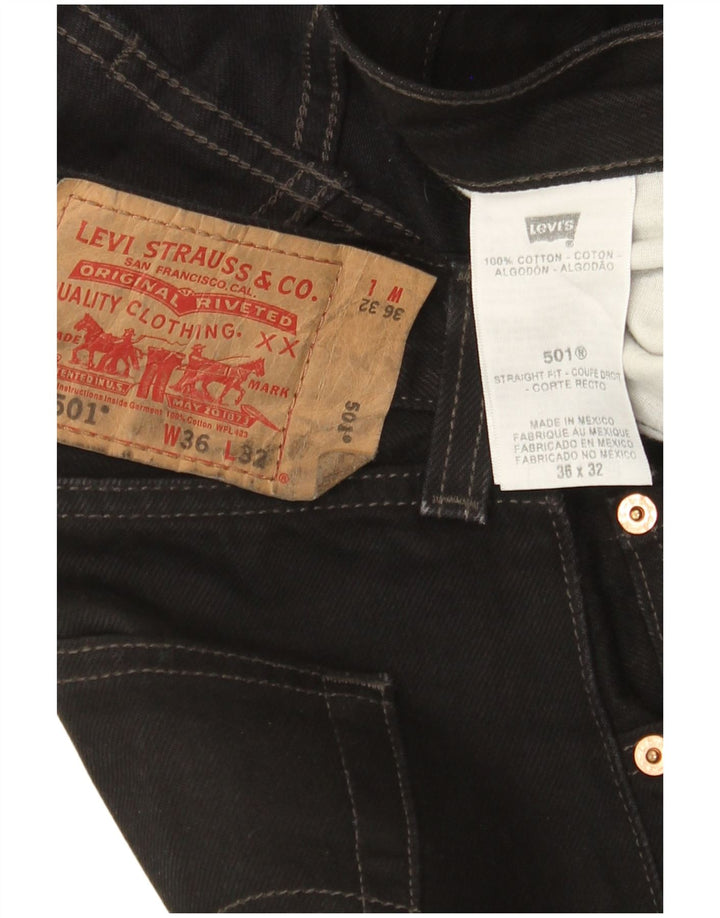 Levi's Mens 501 Straight Jeans W36 L32 Black Cotton