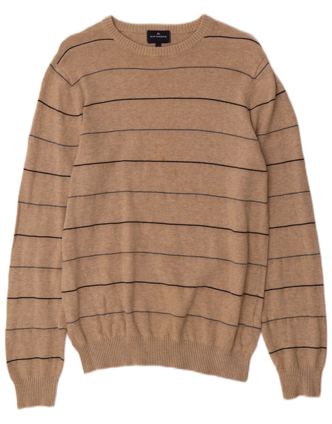 Marks & Spencer Mens Blue Harbour Crew Neck Jumper Sweater Small Beige