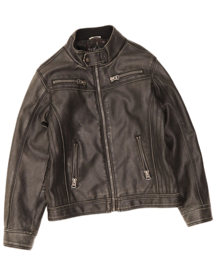 Dognose Boys Bomber Leather Jacket 10-11 Years Black