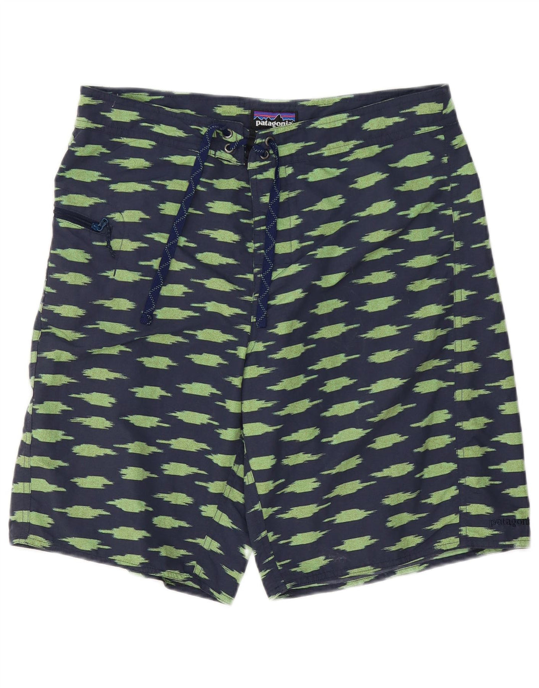 Patagonia Mens Abstract Pattern Swimming Shorts Large Navy Blue Polyester
