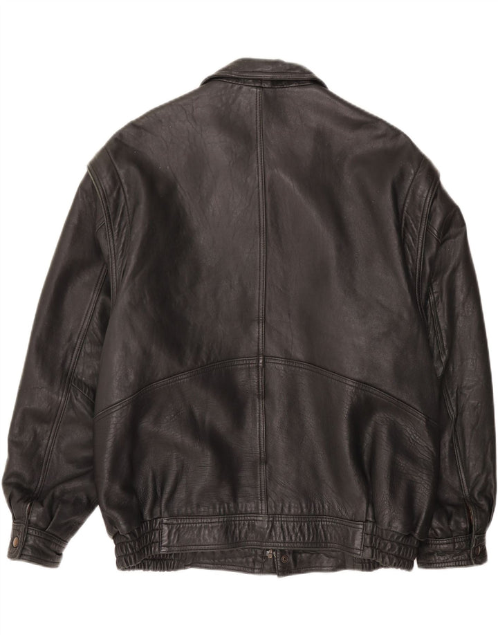 Vintage Mens Leather Jacket UK 44 2XL Black Leather