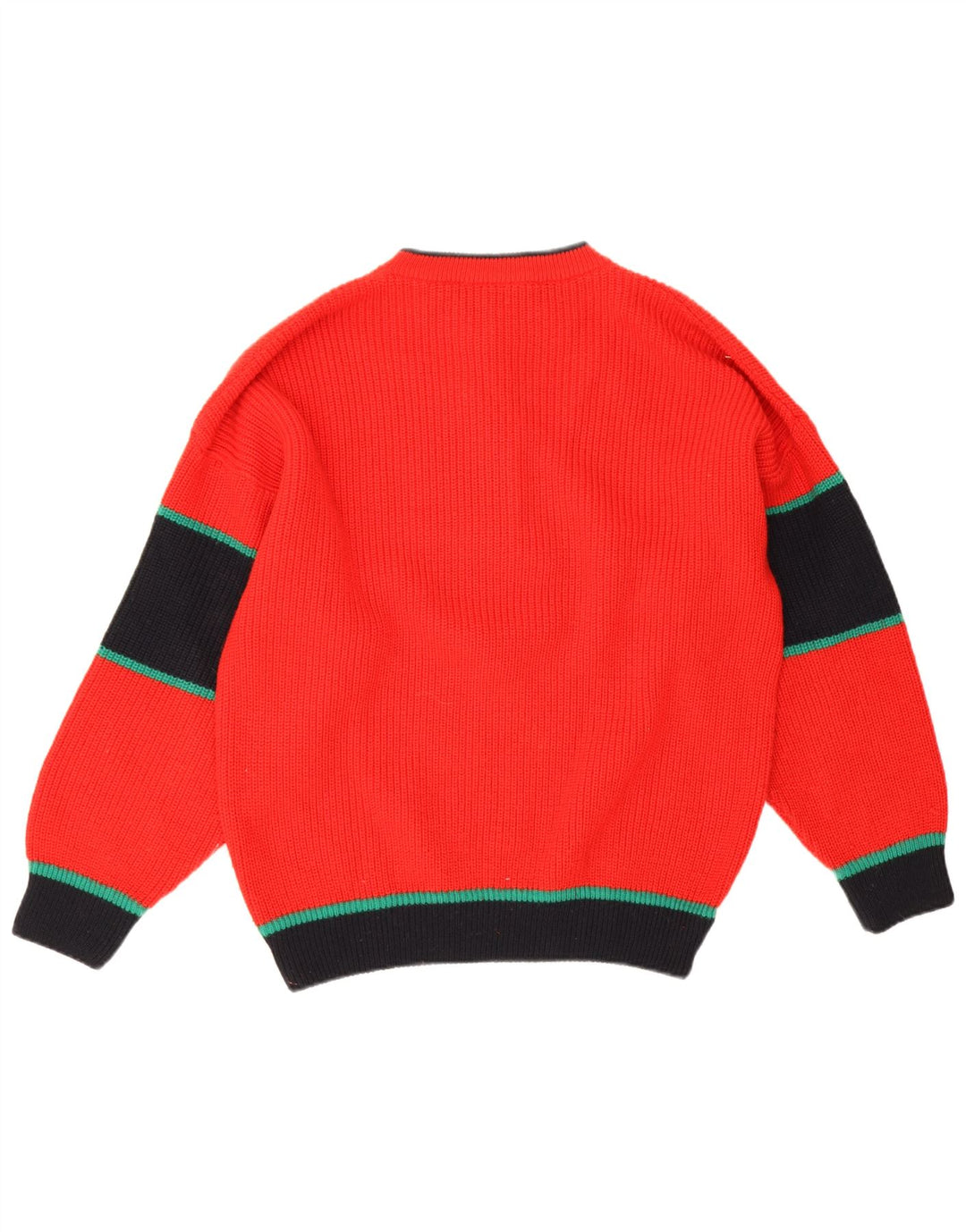 Vintage Mens Crew Neck Jumper Sweater IT 50 Medium Red Colourblock Wool