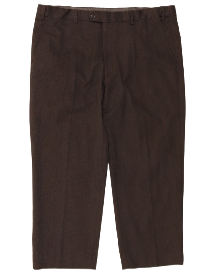 Marks & Spencer Mens Crop Regular Fit Suit Trousers W38 L25 Grey Polyester