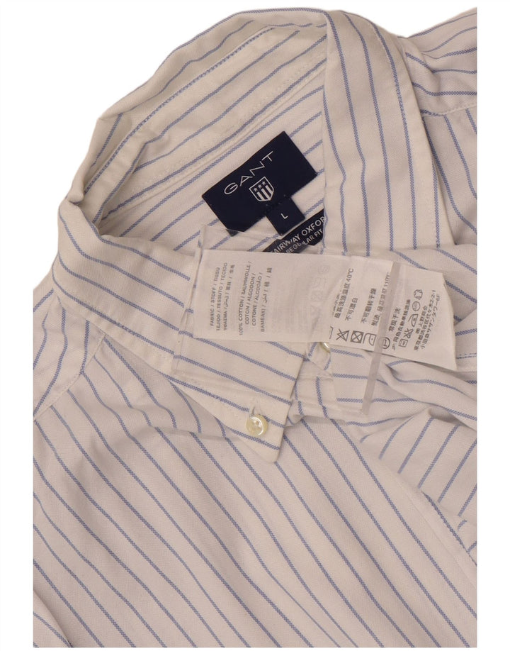 Gant Mens Regular Fit Shirt Large White Striped Cotton