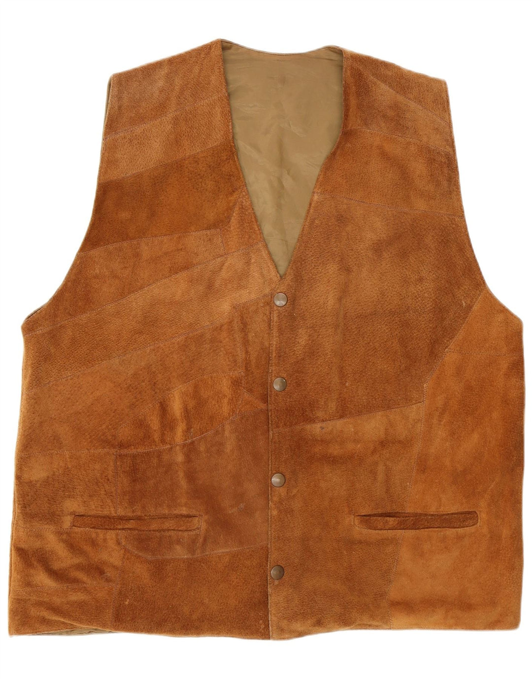 Vintage Mens Suede Waistcoat XL Brown