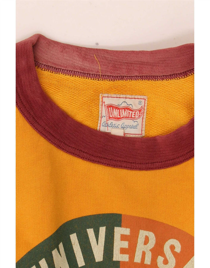 Unlimited Mens Short Sleeve Sweatshirt Jumper Medium Yellow Colourblock