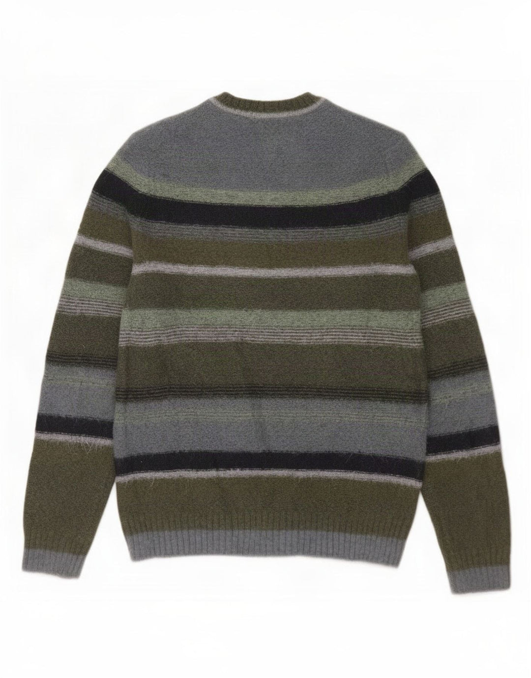 Marks & Spencer Mens Crew Neck Jumper Sweater Medium Khaki Striped